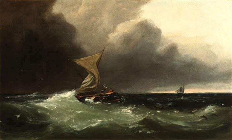 Gideon Jacques Denny Shipwrecked figures signaling to a distant sailing ship, oil painting by Gideon Jacques Denny oil painting image